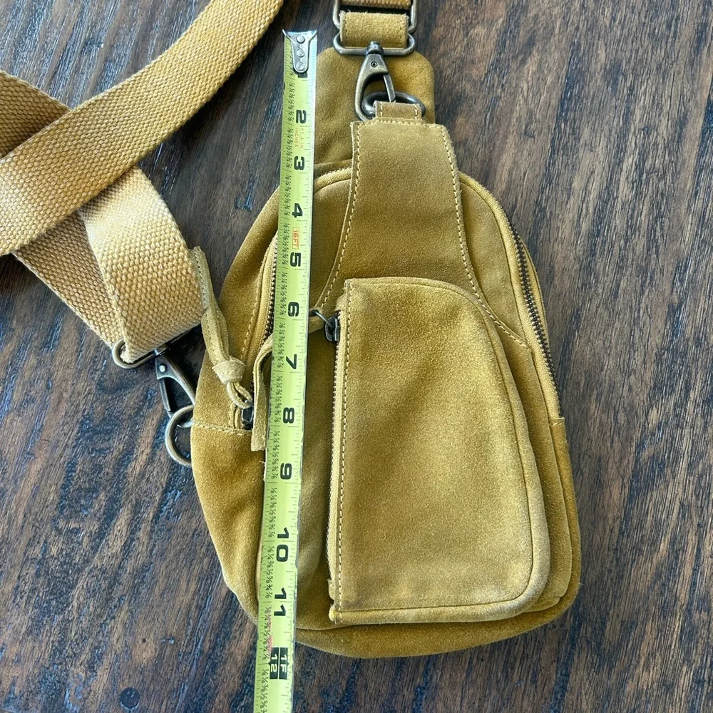 Free People Leather Hudson Suede Sling Bag Apple Green - Picture 13 of 14